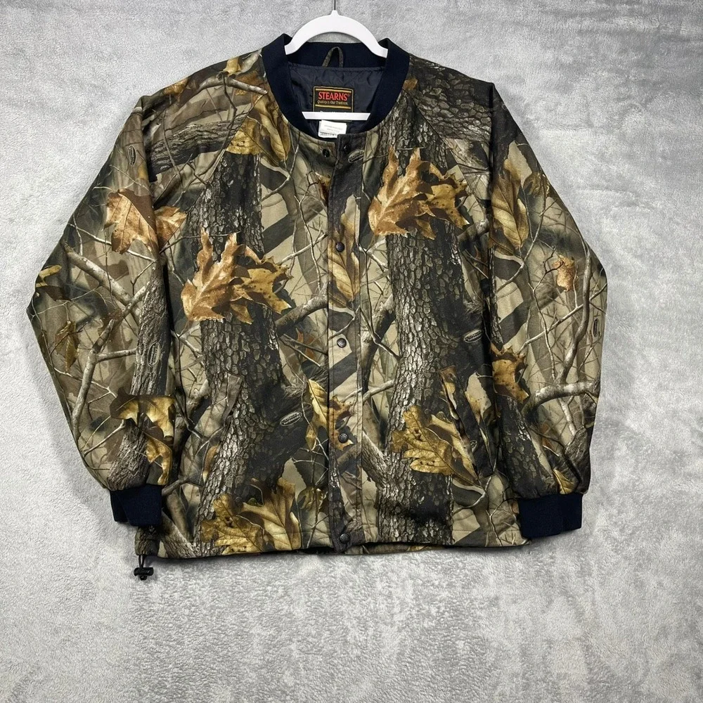 Stearns Bomber Jacket Mens Medium Camo Realtree Hardwoods DryWear Quilted